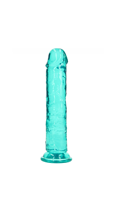 8" TURQUOISE  CLEAR DILDO WITHOUT BALLS