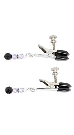 Adjustable Broad Tip Purple Beaded Nipple Clamps