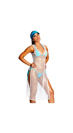 CROCHET SWIM COVER-UP DRESS WITH SIDE SLITES