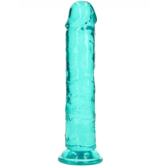 8" TURQUOISE  CLEAR DILDO WITHOUT BALLS