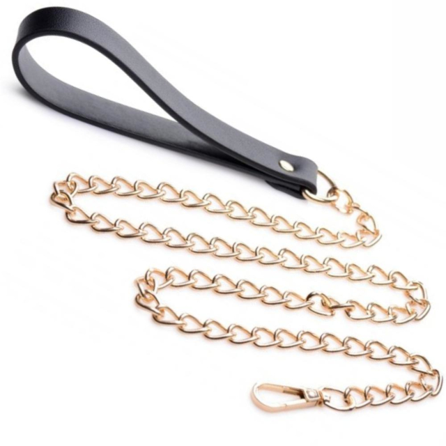 BLACK AND GOLD CHAIN LEASH