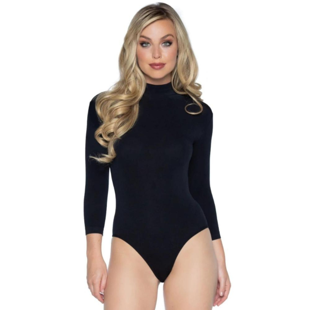 BODYSUIT WITH HIGH NECK AND 3/4 SLEEVE