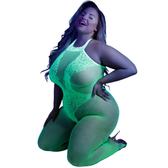 QUEEN GLOW IN THE DARK MOONBEAM CROTCHLESS BODYSTOCKING