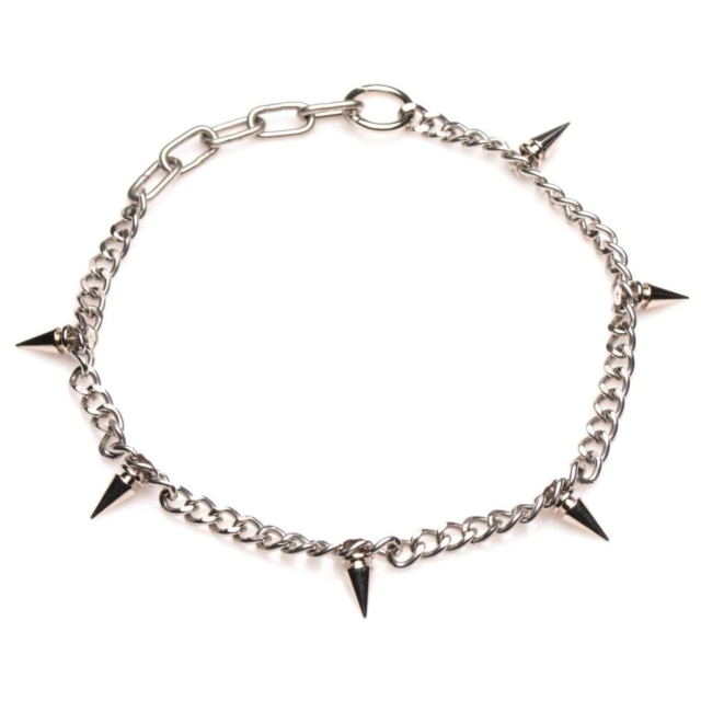 SILVER SPIKED PUNK NECKLACE