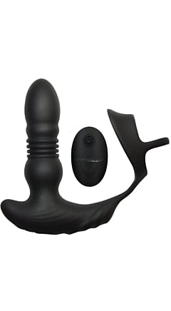 10X THRUSTING SILICONE PROSTATE VIBE WITH COCK AND BALL STRAP AND REMOTE