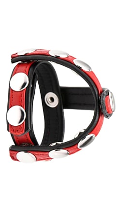 COCK GEAR LEATHER SNAP-ON HARNESS IN RED