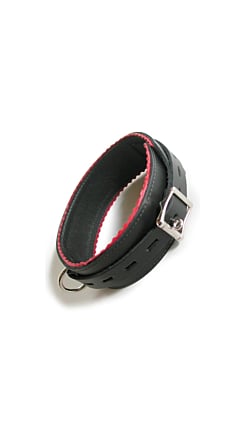 Leather Collar W/ Red Scalloped Edges