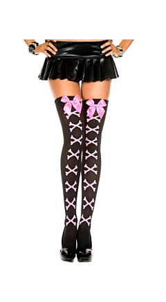 Crossbone and Bow Thigh High