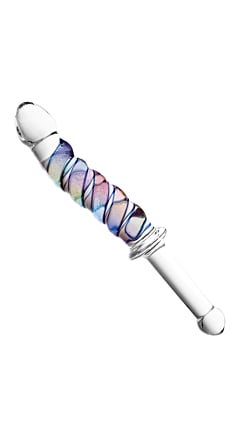 DICHROIC SPIRAL GLASS DILDO WITH HANDLE
