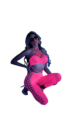 GLOW IN THE DARK HALTER TOP WITH FOOTLESS TIGHTS