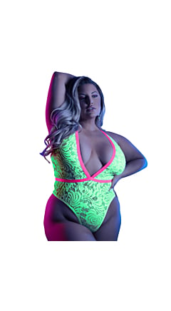GLOW IN THE DARK LACE TEDDY WITH G STRING