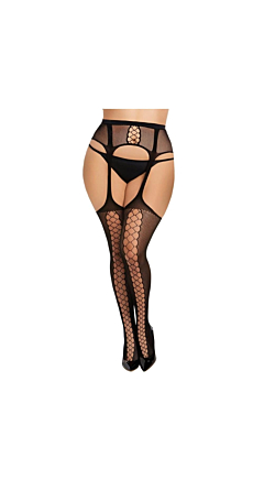 PATTERNED FISHNET AND LACE PANTYHOSE