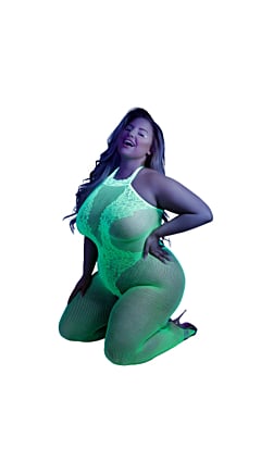 QUEEN GLOW IN THE DARK MOONBEAM CROTCHLESS BODYSTOCKING